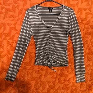 Rue 21 green and white striped long sleeve top
